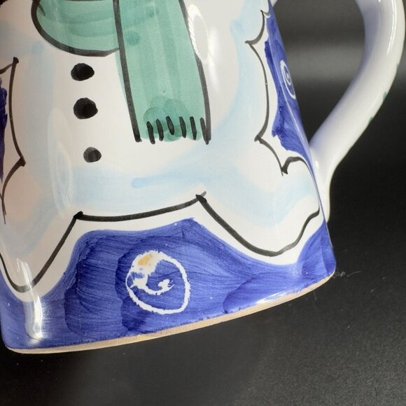 Deruta Italian Pottery Coffee Mug Cup Christmas Holiday Snowman Italy Handmade - Picture 4 of 13